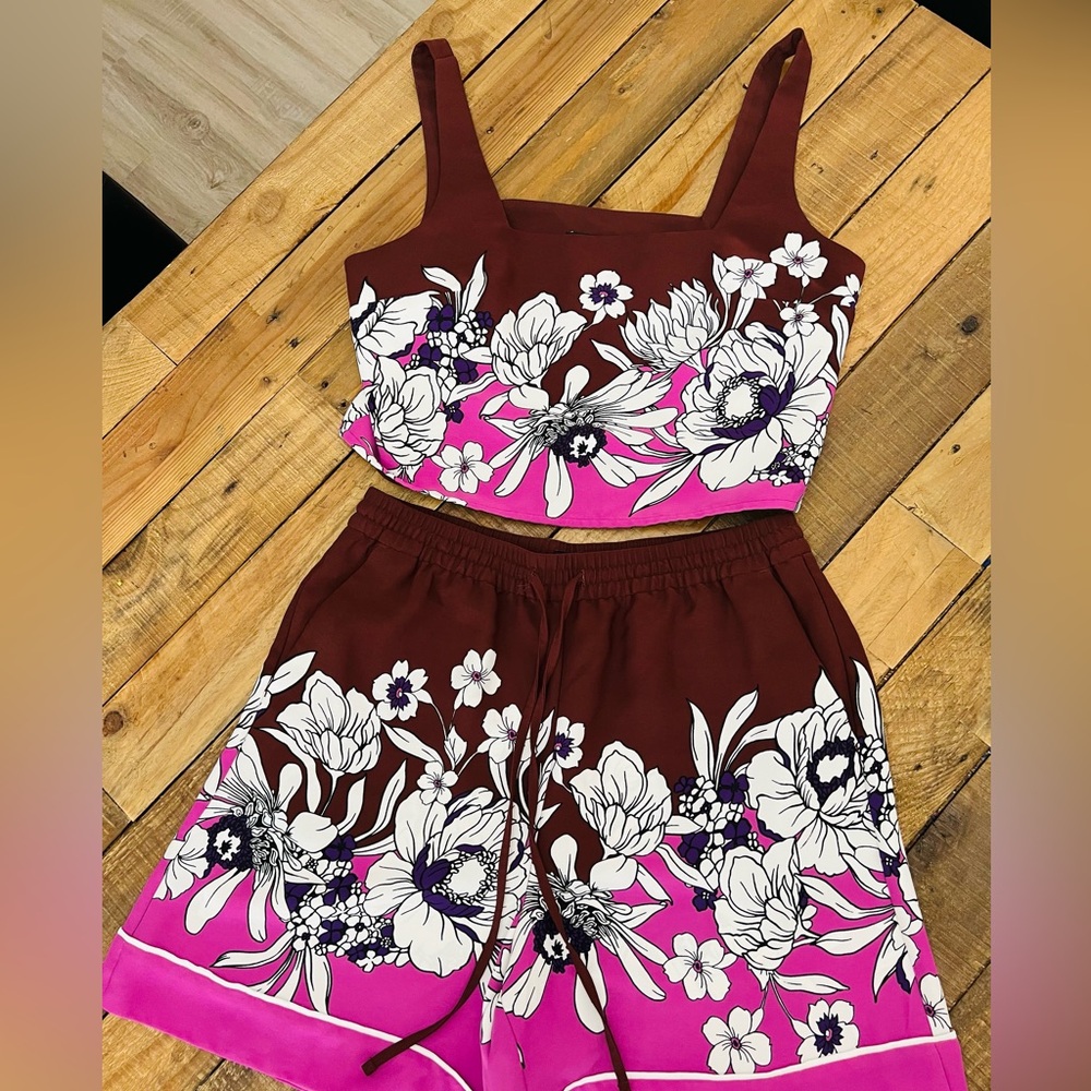 Express Floral Brown and Pink Women Shorts